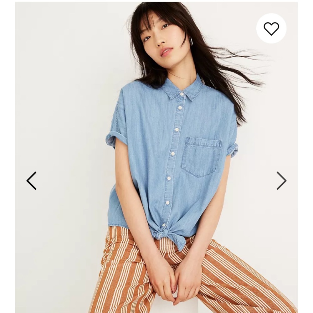 Madewell Denim Short-Sleeve Tie-Front Shirt